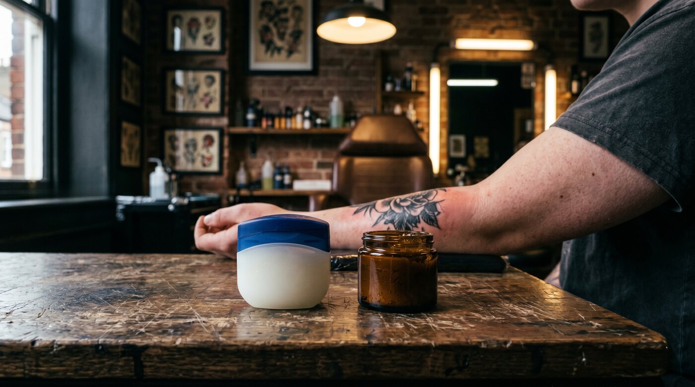 Editorial hero image for Aquaphor vs Tattoo Balm: Which Wins?.
