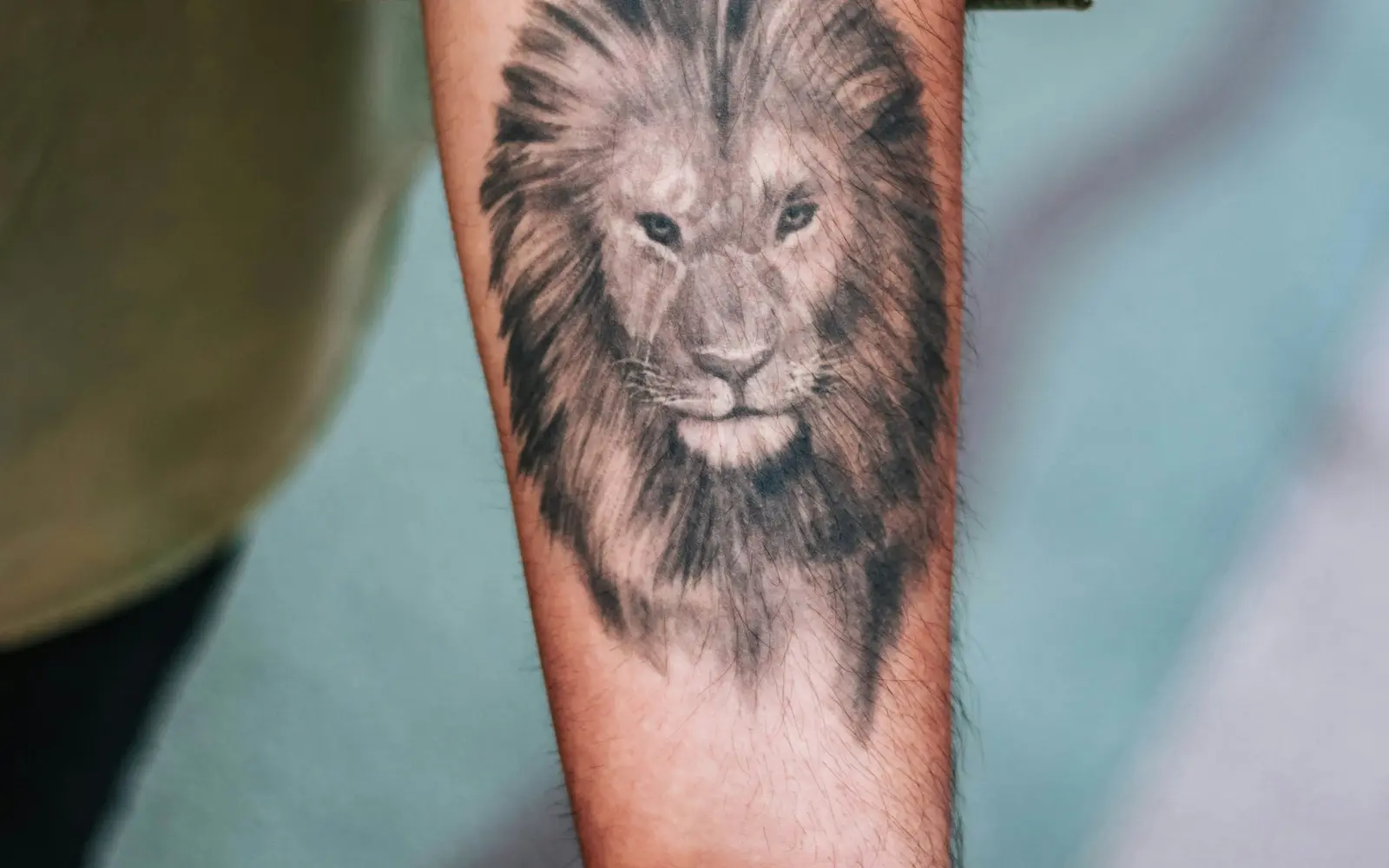 Lion tattoo on forearm